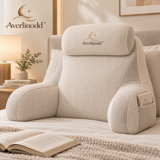 Averlinodd™ Cozy Reading Support Pillow | Bed & Sofa Backrest Cushion with Headrest and Arm Supports