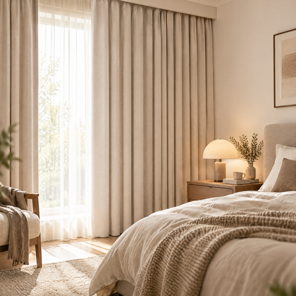 Averlinodd™ Soft Drape Curtain Panel | Cozy Textured Window Curtain for Bedroom & Living Spaces