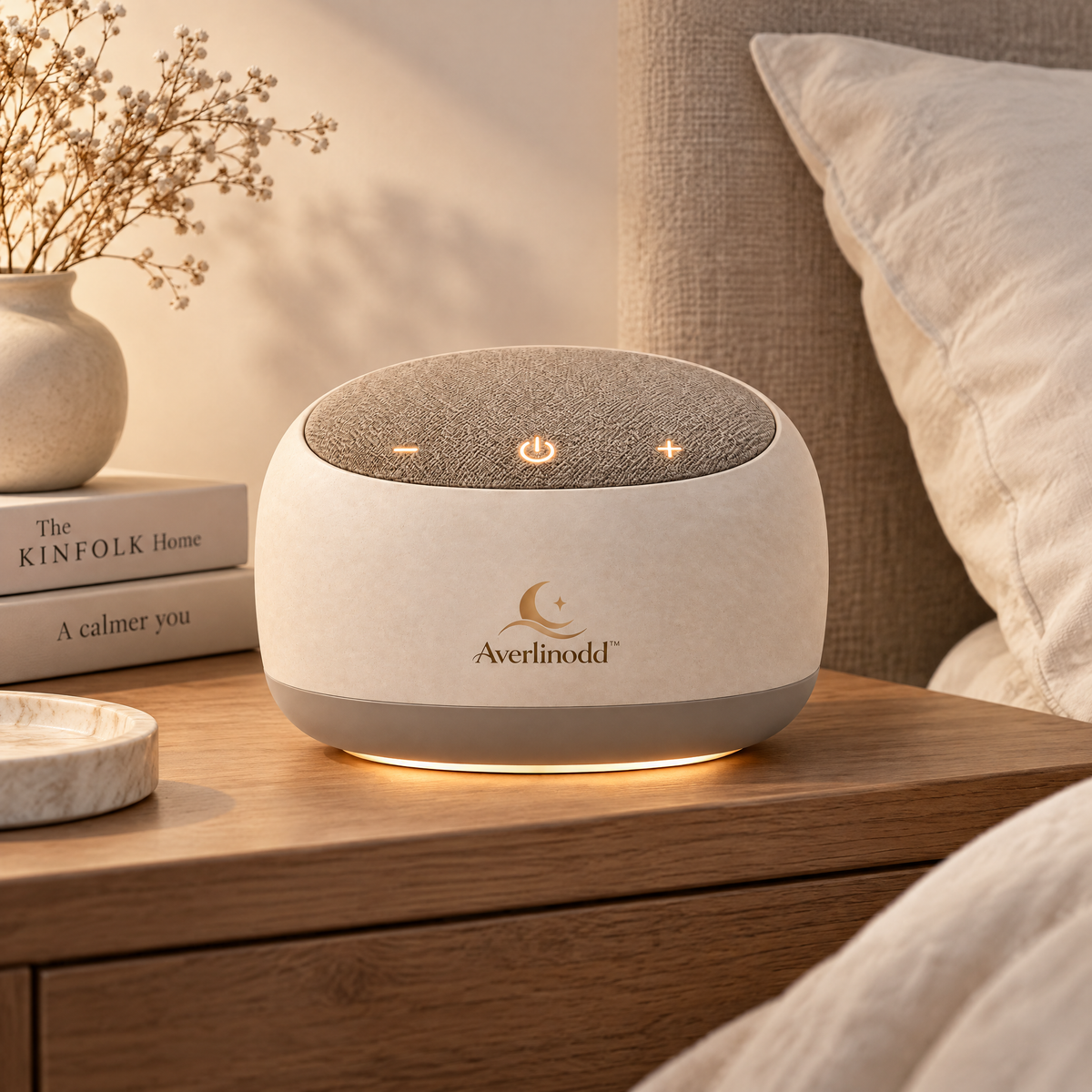 Averlinodd™ Bedside Sleep Sound Machine | Compact White Noise Companion with Soft Ambient Glow