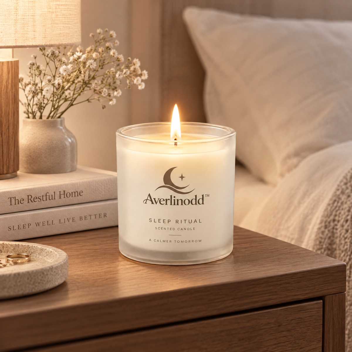 Averlinodd™ Sleep Ritual Scented Candle | Soft-Glow Bedside Candle for Evening Wind-Down