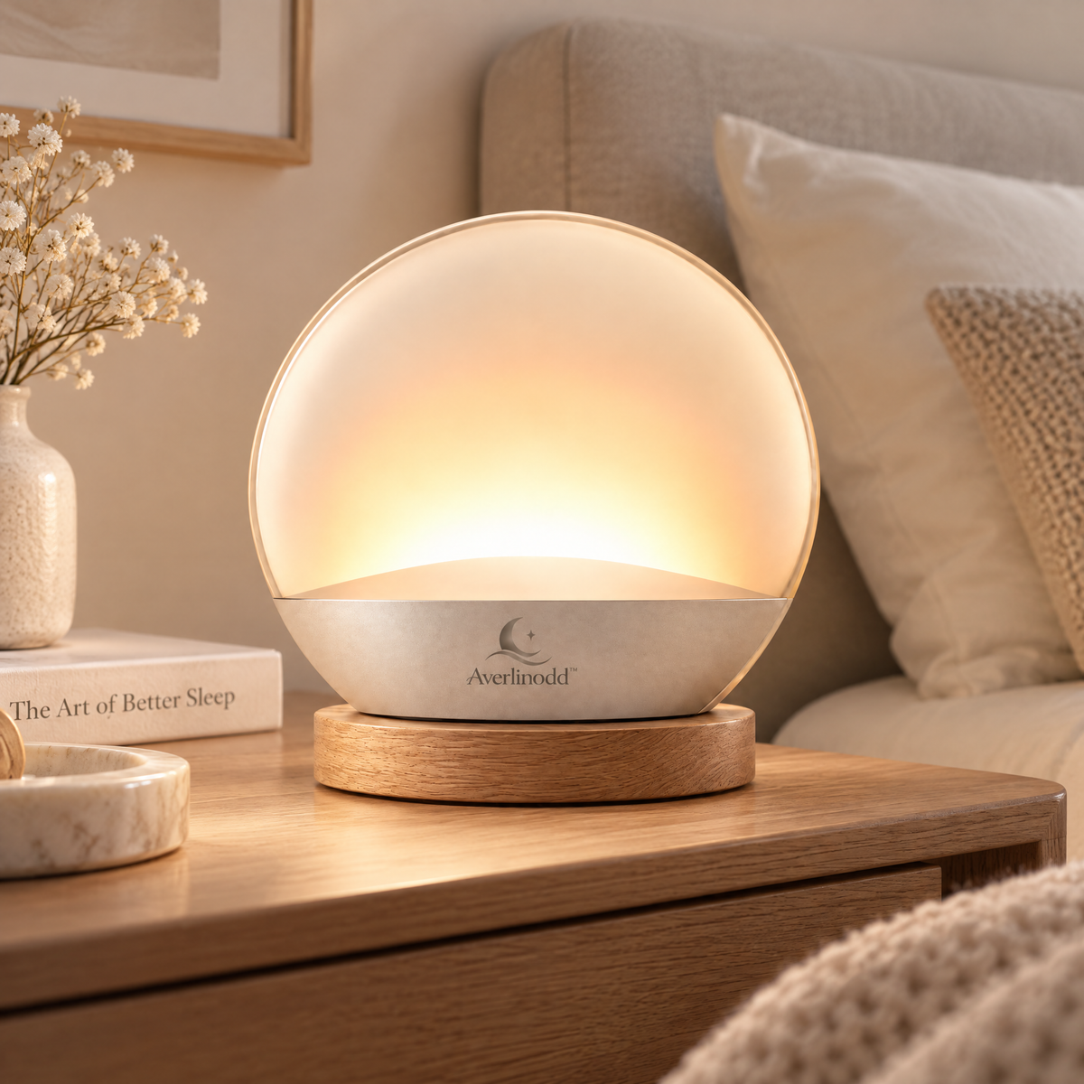 Averlinodd™ Halo Glow Bedside Lamp | Soft Ambient Nightstand Light for Cozy Bedrooms
