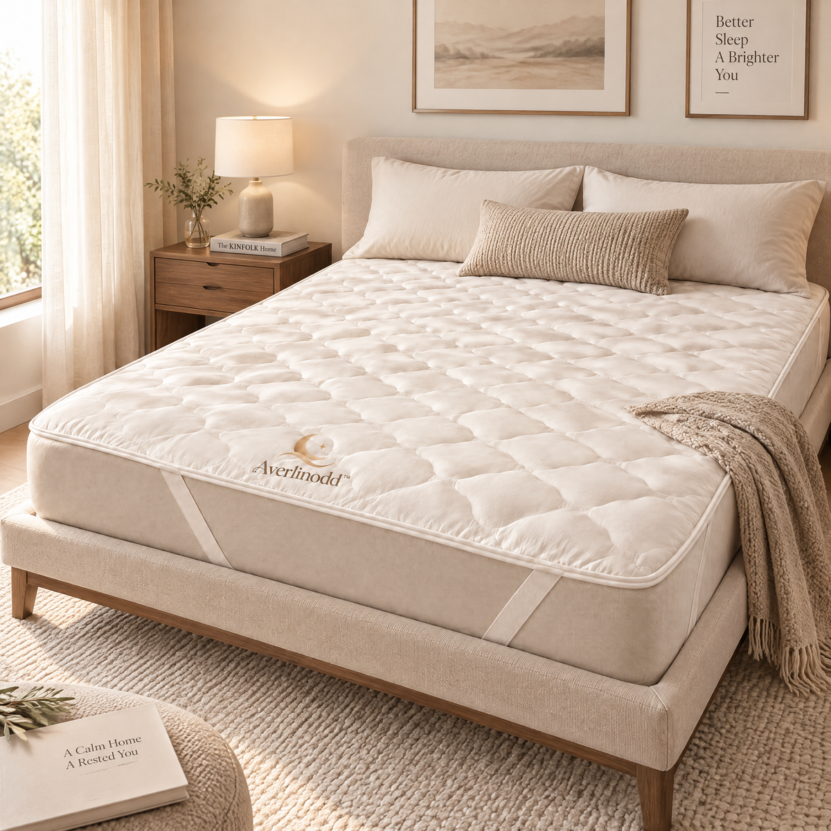 Averlinodd™ Cloud-Soft Quilted Mattress Topper | Plush 2-Inch Bed Pad with Corner Straps
