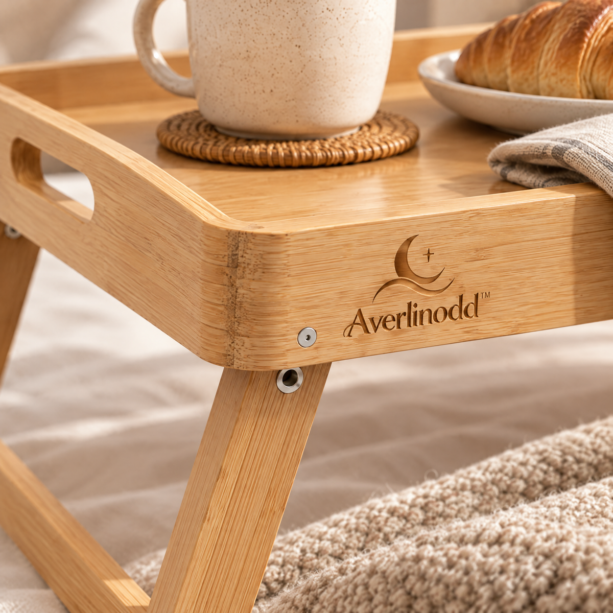 Averlinodd™ Foldable Bed Tray Table | Bamboo Breakfast & Laptop Tray for Bed, Sofa & Relaxing