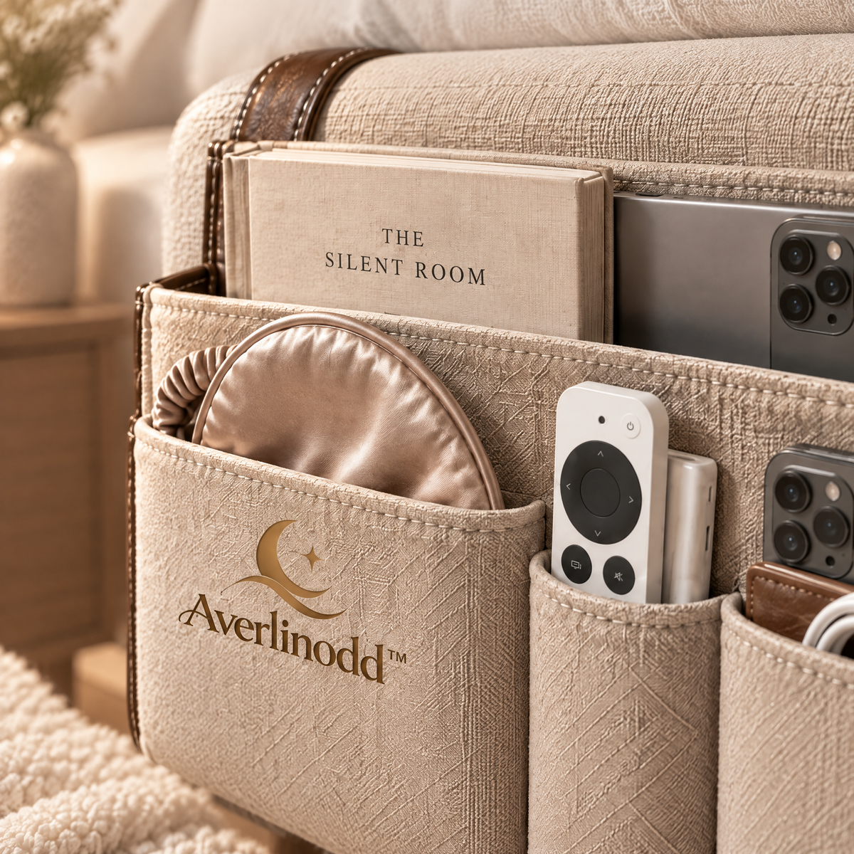 Averlinodd™ Bedside Hanging Organizer | Multi-Pocket Storage Caddy for Bed, Sofa & Nightstand